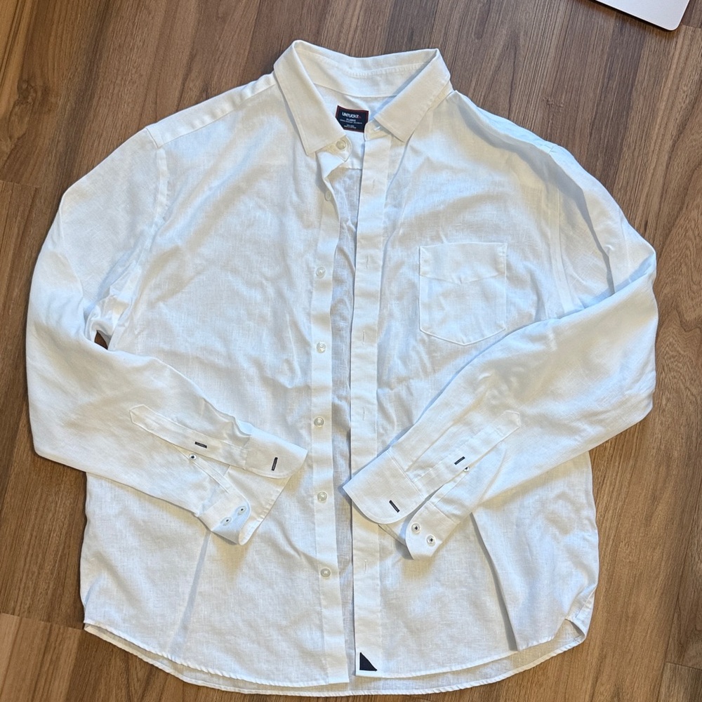 XL Linen White Casual Button-Down Shirt UNTUCKit